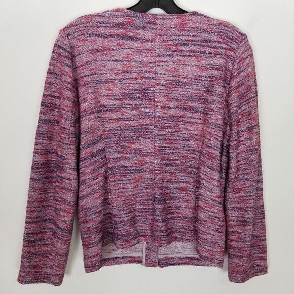 J. Crew Women  Micro Tweed Zip Up Front Jacket Sz M Pink Carrier Preppy Office - Picture 5 of 7